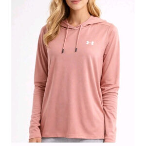 NWT Under Armour Pink Hooded Active Top Women’s Large Lightweight Athletic...